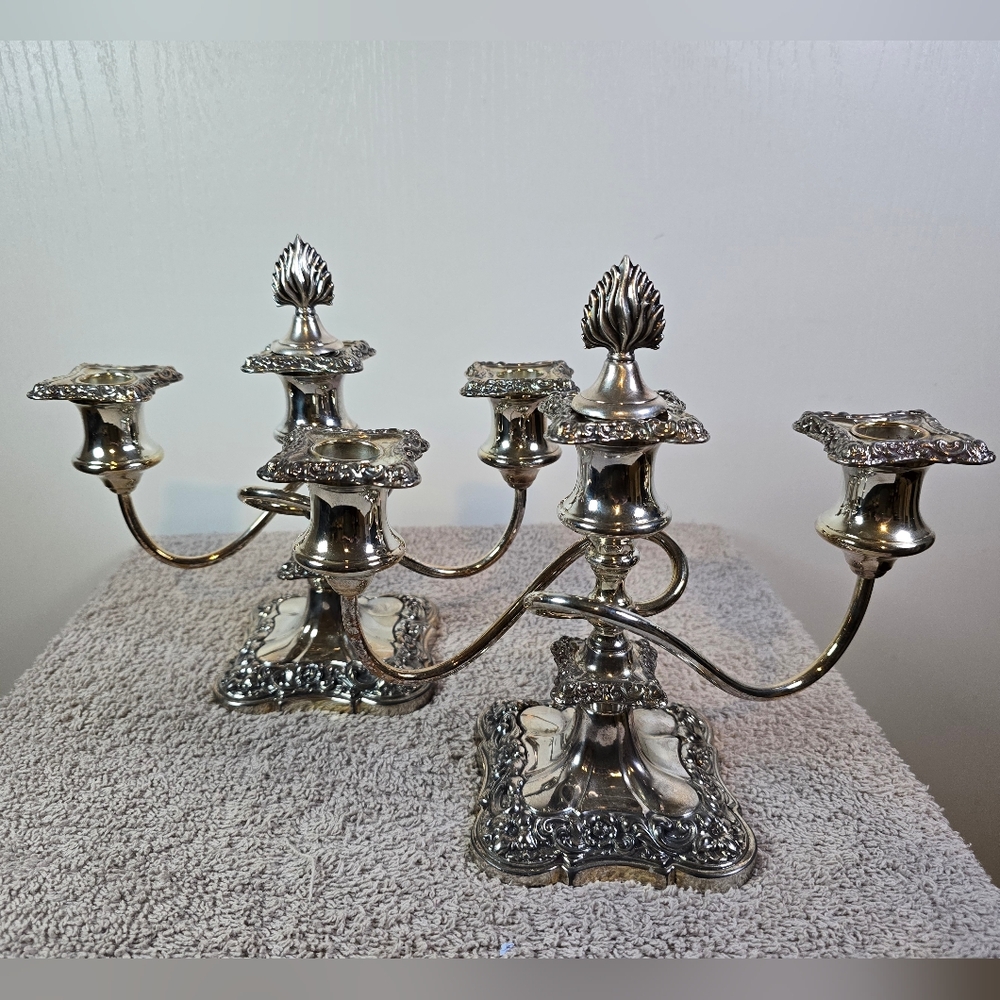 Vintage Art Nouveau Silver Plated Candelabras By Benedict Proctor